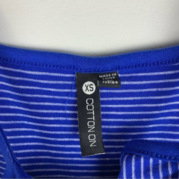 Cotton On Royal Blue Pinstripe High Halter Neck Bodycon Dress - Picture 4 of 5